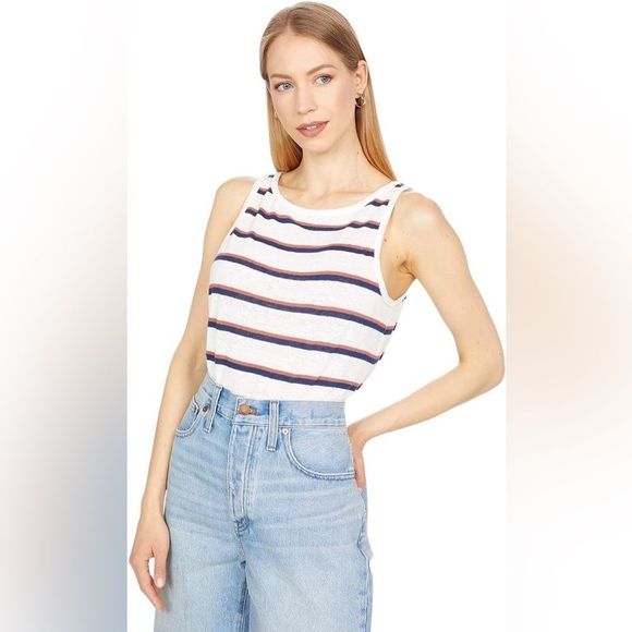 NWOT Madewell Linen Blend Striped Tank Size XL - Picture 8 of 8